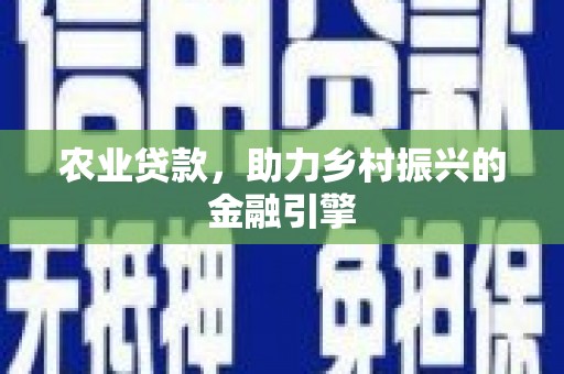 汉源农业贷款，助力乡村振兴的金融引擎