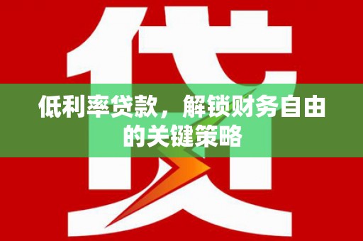 邵阳低利率贷款，解锁财务自由的关键策略