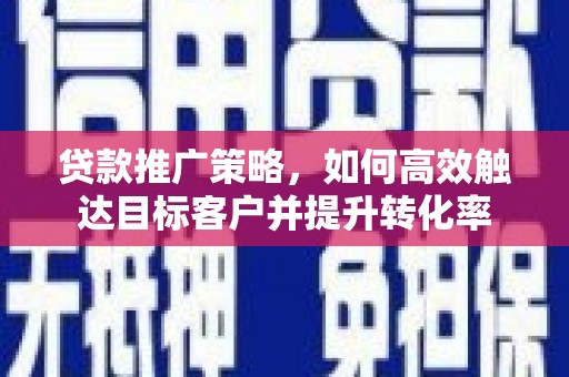 大渡口贷款推广策略，如何高效触达目标客户并提升转化率